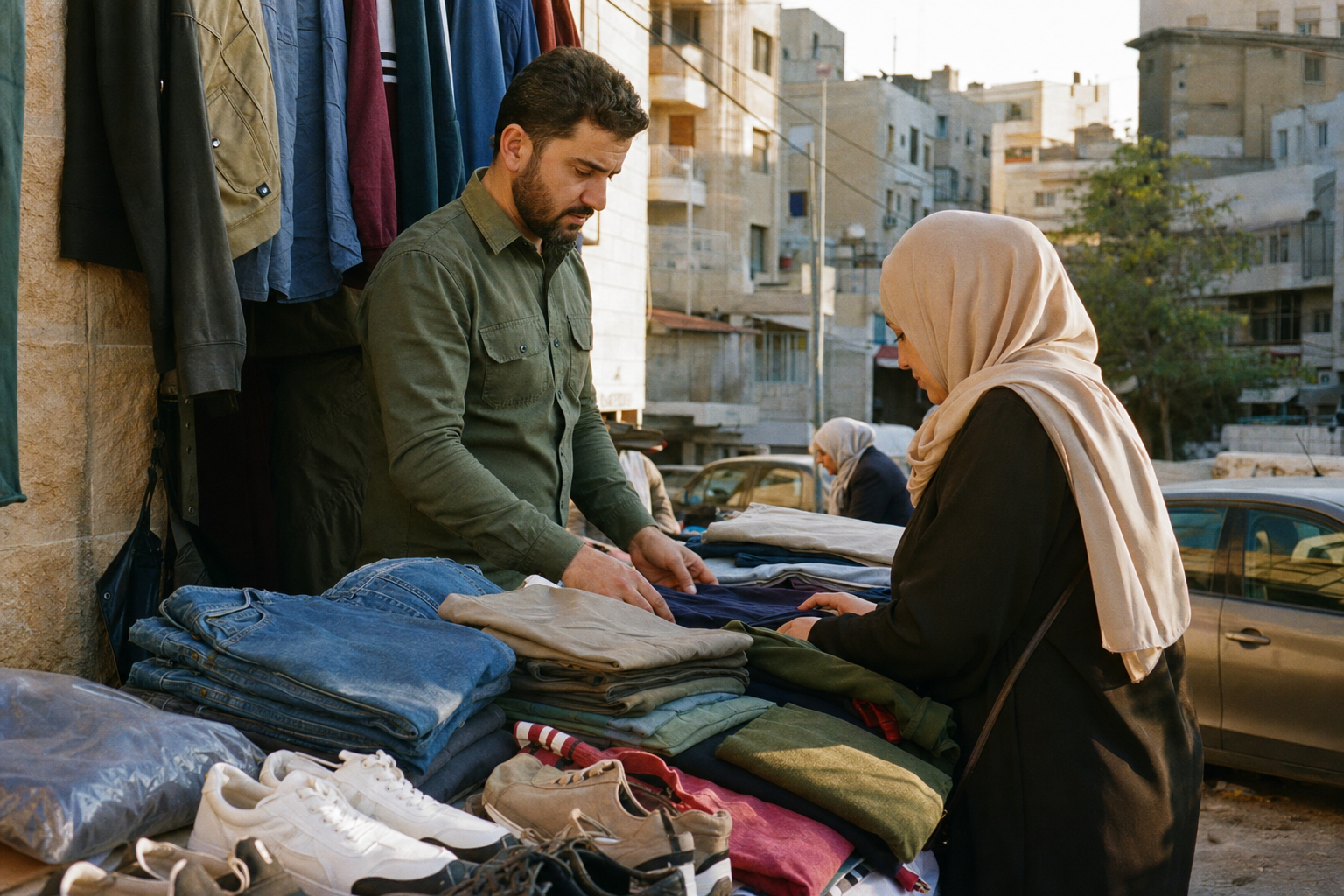 تسوق ملابس بأسعار مناسبة في سوق محلي